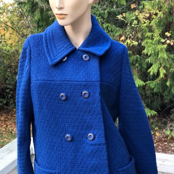VTG 60S ROYAL BLUE WOOL JACKIE O MIDI COAT - Picture 1 of 8